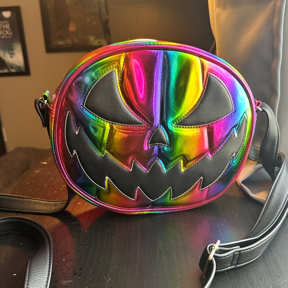 Love Pain and Stitches Rainbow Pumpkin Purse